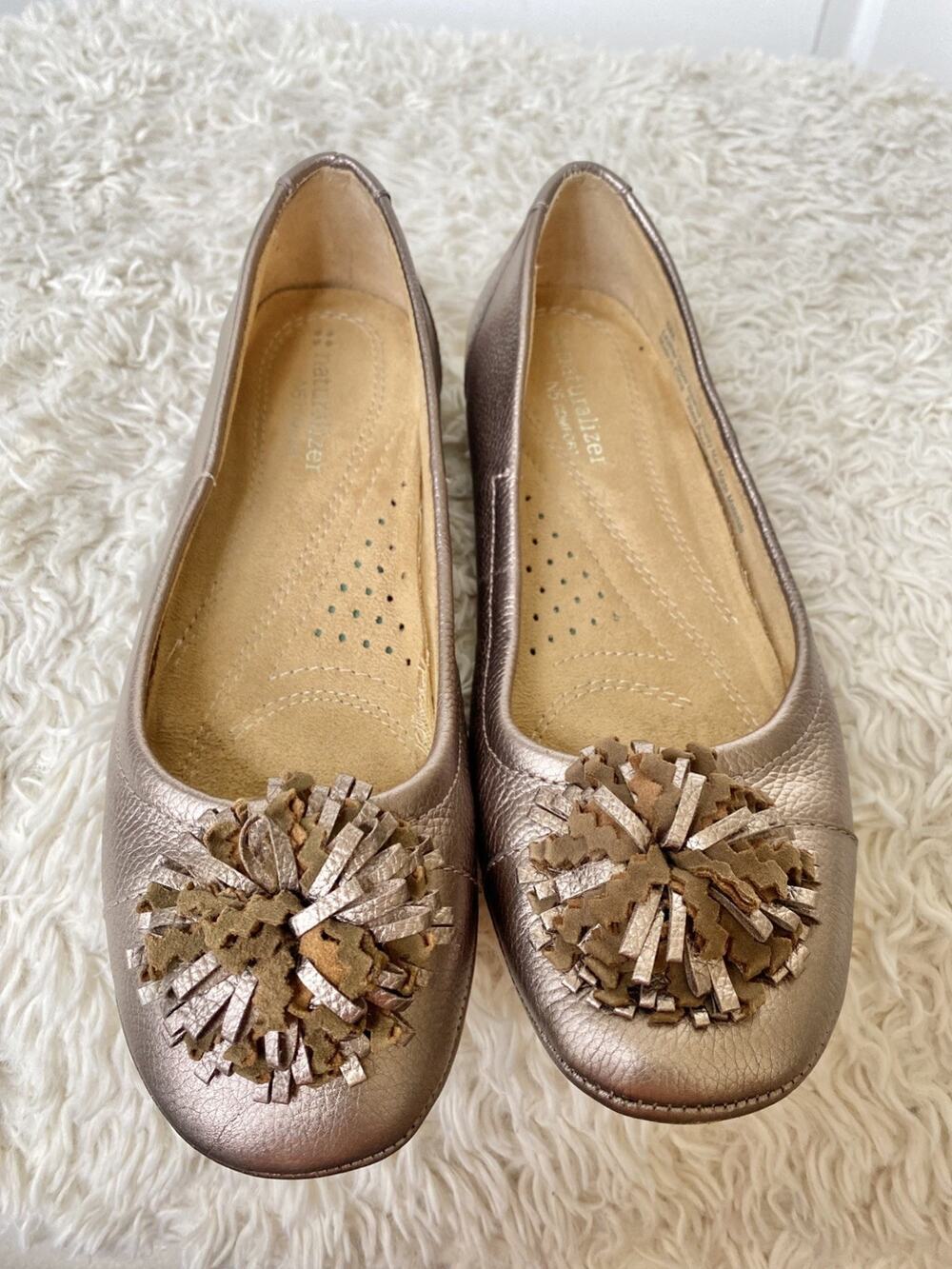 Naturalizer Womens 6M Cacy Slip On Comfort Ballet Flats Metallic Bronze Leather - Picture 2 of 12